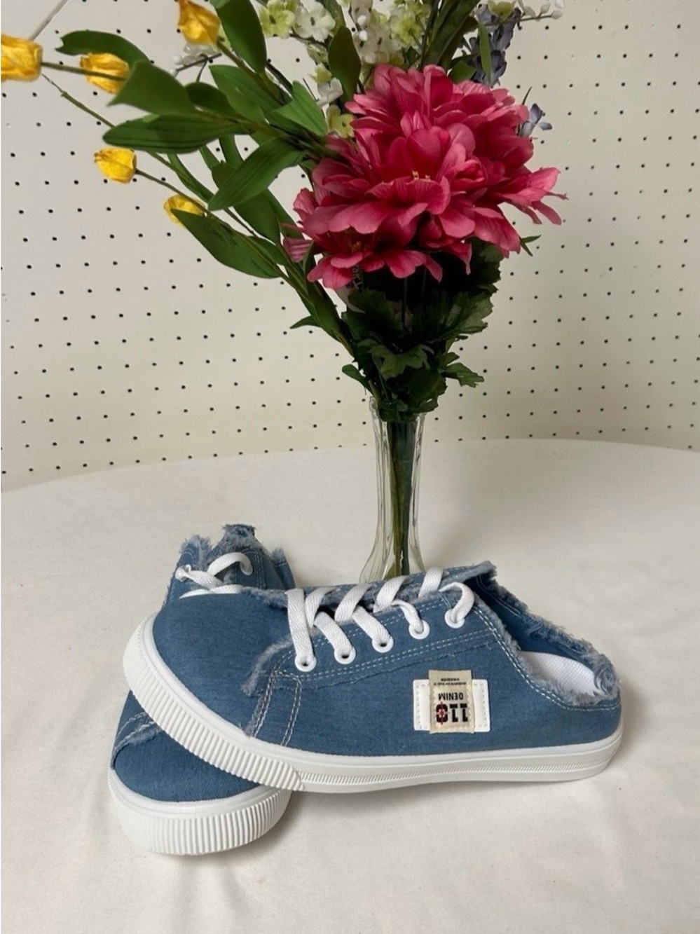 Womens Blue Canvas Mule Slip On Shoes Sneakers ~ 8.5
